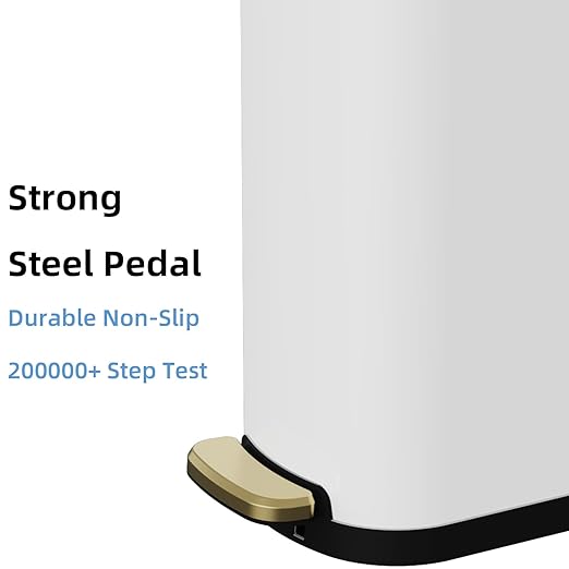 KSSKSS 2.6 Gallon Slim Bathroom Trash Can with Soft Close Lid, 10L Stainless Steel Garbage Can with Removable Liner Bucket, for Narrow Spaces, Bathroom, Bedroom (White)