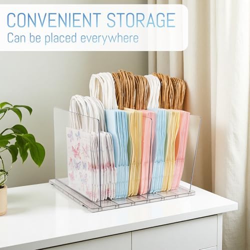 Gift Bag Storage Organizer:Acrylic reusable grocery bag organizer bag, Adjustable Shelf Divider Bag Organizer for Small Closet Upgraded to four partitions for more convenient storage - Image 2