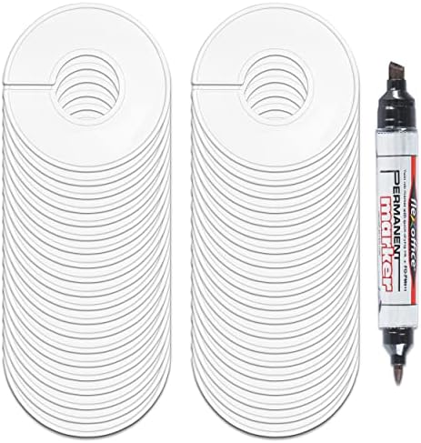 AMT 40 Pack Closet Dividers, Clothing Dividers, Round Clothes Size Dividers for Closets with Double Ended Marker Pen (Blank) (40 Pack- White) by AMTSupply