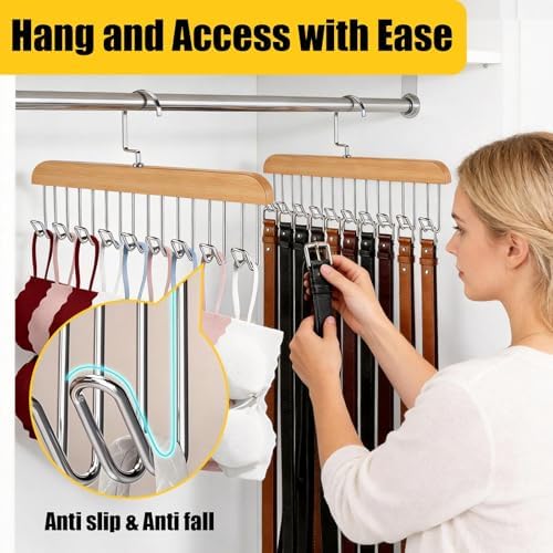 Bra Hangers for Closet Organizer with 24 Hook Belt Hanger for Closets 3 Pcs - Image 3