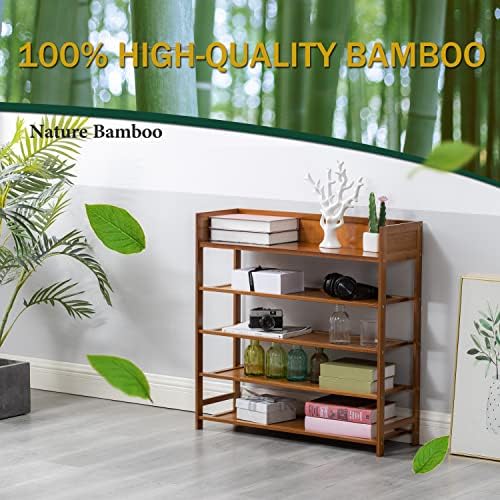latifolia Bamboo Shoe Rack, 5-Tier Shoe Rack Organizer for Entryway, Living Room(Brown, 31.40''L) - Image 6