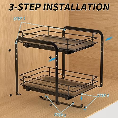 BOIVSHI Spice Rack, Pull Out Spice Racks Organizer for Cabinet, Height Adjustable Heavy Duty Metal Basket for Inside Cabinets & Pantry Closet (2 Tier,7.5''Wx10.5''Dx9.5''H) - Image 5