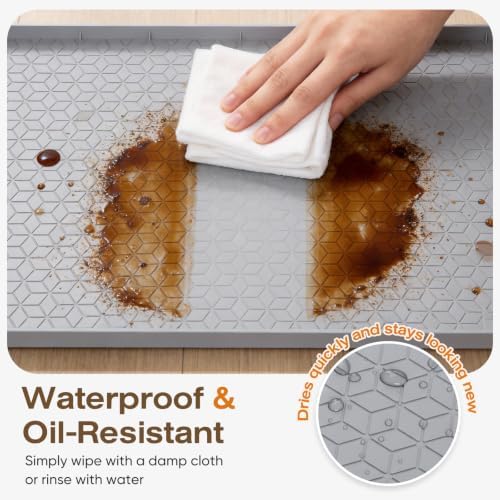 TRZZ Waterproof Under Sink Mat, 28"x22", Drip Tray Shelf Liner, Khaki - Image 6