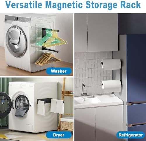 MFTEK Hanger Organizer Stacker, Magnetic Hanger Holder, Extendable Hanger Storage Rack for Washing Machine Closet Laundry Room Organization, Hanger Stand Rack for Adult Kids Velvet Hangers (Black) - Image 7