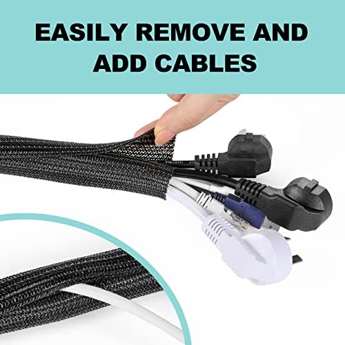 AGPTEK Cable Sleeve, 6.6ft - 1.2 inch Cable Management Cord Hider, Black - Image 4
