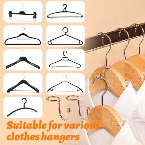 Sumnacon Cascading Hanger Hooks for Velvet Wooden Hangers, 30Pcs Rose Gold - Image 6