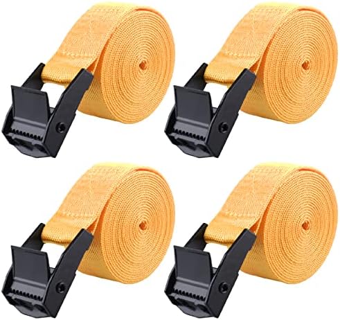 TRIWONDER Cinch Tie Down Strap Lashing Straps Heavy Duty Nylon Straps with Cam Buckles for Cargo, Trucks, Boat, Motorcycle,SUP, Kayak, Canoe, Trailer (2m, Yellow - 4 Pack) by TRIWONDER