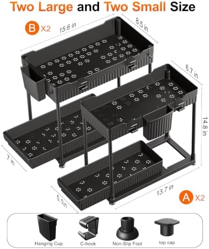 Sevenblue 4-Pack 2-Tier Under Sink Organizer with Pull Out Drawers - Image 2