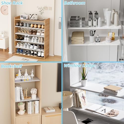 Expandable Closet Tension Shelves, 3 Packs Metal Storage Racks Organizer,DIY Perforated Dividers Separators for Cabinet Wardrobe Cupboard Kitchen (White,7.9" D x 17"-31" W,3PCS) - Image 7
