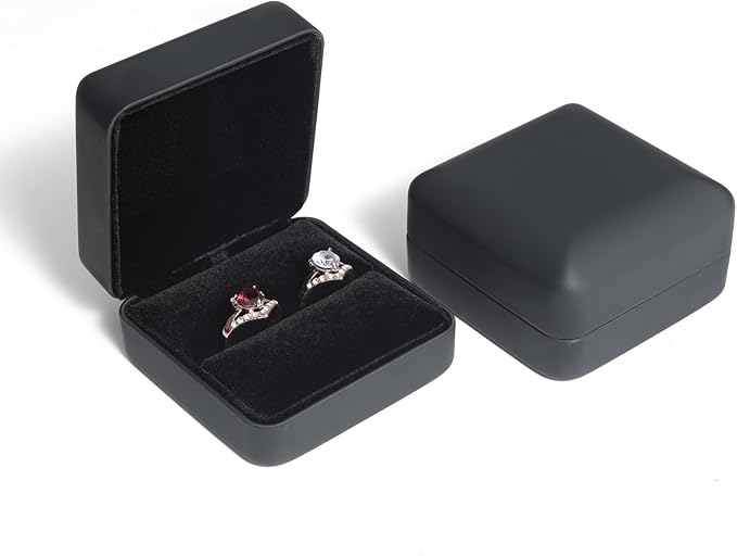 Velvet Ring Gift Box, Small Jewelry Earring Studs Holder Case for Wedding Day, Proposal, Engagement, Anniversary, Ring Display Storage Box for Women Girl (Black S)