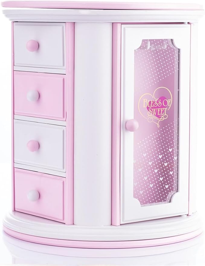 Renawe Girls Musical Jewelry Box Necklace Storage Accessories Gifts Cute Kids Jewelry Boxes for Little Girl Toddler Children Jewelry Organizer Best Girls Birthday Gift Stuff Child Music Jewelry Box