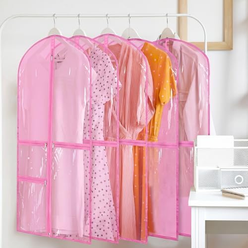 Geelin 14 Pcs Garment Bags for Dance PVC Clear, Pink - Image 6