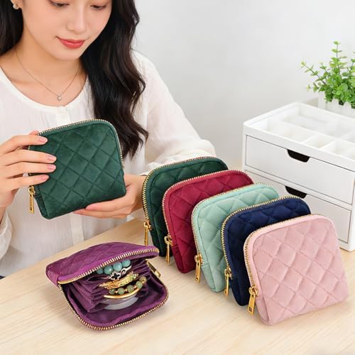 Small Travel Jewelry Bag Velvet Jewelry Case Pouch for Bracelet - Image 3