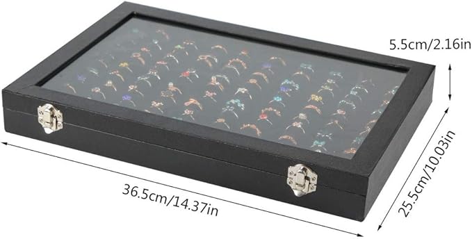 Siveit Ring Display Case Organizer Box with Transparent Lid, Ring Holder Showcase For Store Display Jewelry Show Home, Ring Organizer For Jewelry Rings, Studs Earrings (100 Slot, Black)
