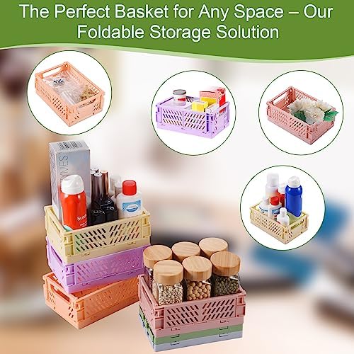HUUSMOT 2-Pack Collapsible Plastic Storage Baskets, Pink, 9.8"x6.5"x3.8" - Image 5