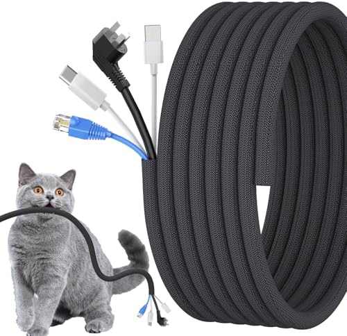 1/2 inch Cord Protectors from Pets No Chew, 10ft Wire Protector Cord Covers for Pets, Flexible Cable Sleeve Cord Management for TV/Computer/Electric Wires/Phone Charging Cables by Wengus
