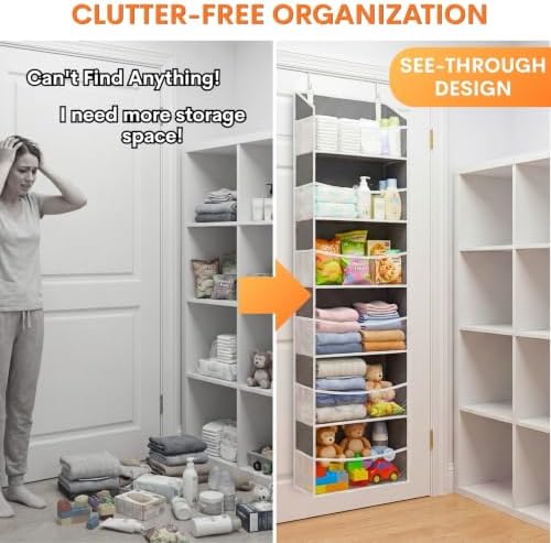 Ofiray-home Over Door Organizer with 6 Large Pockets - Image 3