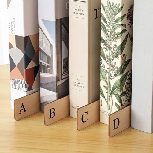 26 Pcs Wooden Alphabet Book Dividers A-Z Bookshelf Organizers by Surfinton