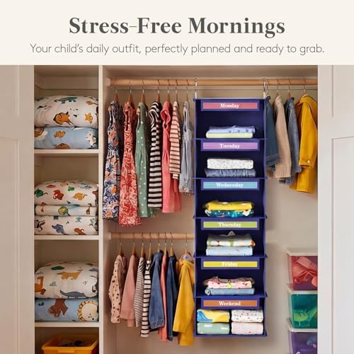 Lifewit 6 Shelf Weekly Hanging Clothes Storage Organizer for Kids, Blue - Image 6