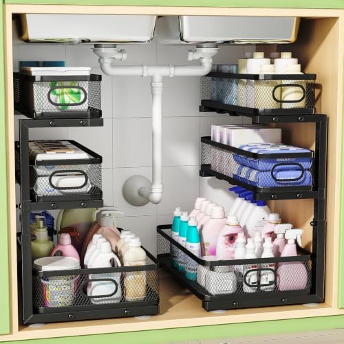 2-Pack 3-Tier Under Sink Organizer, Slide Out Cabinet Storage, Kitchen/Bath by Unknown
