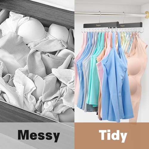Belt Organizer for Closet, Belt & Bra Hanger for Women/Men, Tie & Belt Rack with 22 Rotatable Hooks, Stackable Space Saving Hangers, Tie Hanger, Bra Organizer, Tank Top Hanger, 3pcs - Image 2