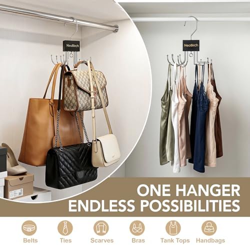 2 Pack Tie and Belt Hanger, Multi Hooks Closet Organizer Rack for caps - Image 4