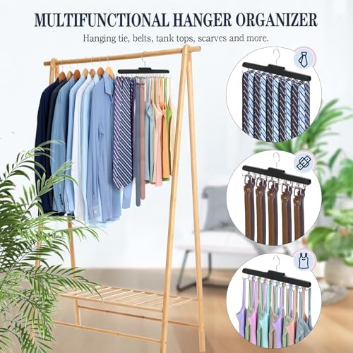 Tie Rack Hanger for Closet, Upgraded Tie Holder Organizer for Men, Black - Image 5