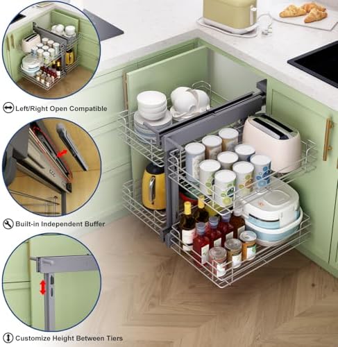 VADANIA Blind Corner Pull Out Organizer for 32" Cabinet, Soft Close - Image 4