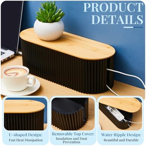 2 Pcs Cable Management Box, Fits Most Power Sockets, 11.8x5.1x4.3 in - Image 3