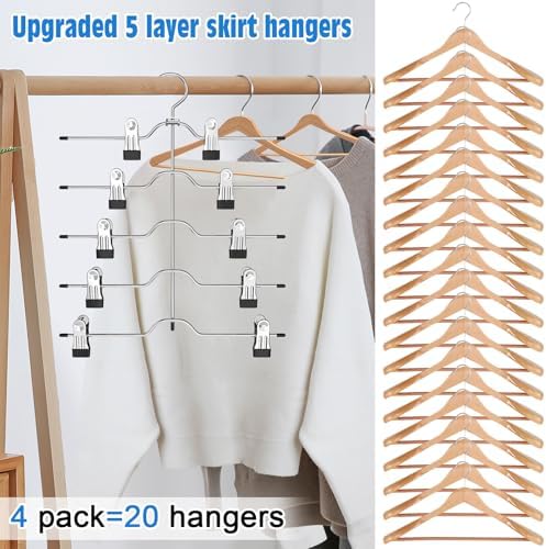Pants Skirt Hangers with Clips 4 Pack 5 Tier - Image 5