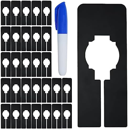 30 PCS Rectangular Closet Dividers with a Bonus Marker, Black Plastic Rectangle Clothing Size Dividers Writable and Reusable for Sorting Clothing Size, Color, Brand, Size 2” x 5.4’’ by VANTASII