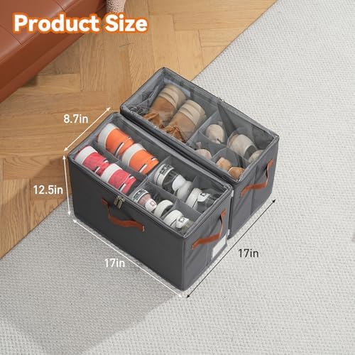 Shoe Organizer for Closet, Fits 16 Pairs, Gray, 2 Pack - Image 2