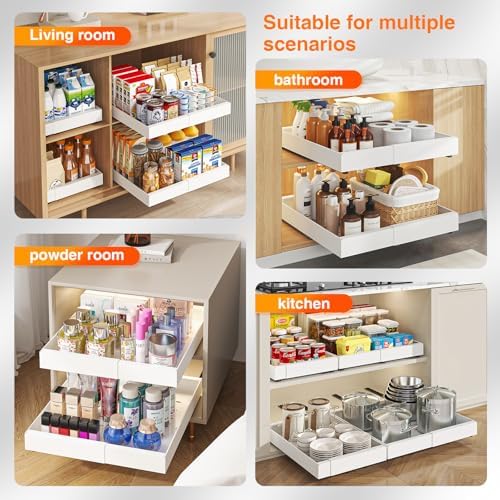 1 Pack Expandable Pull Out Cabinet Organizer,21" Deep,White - Image 6