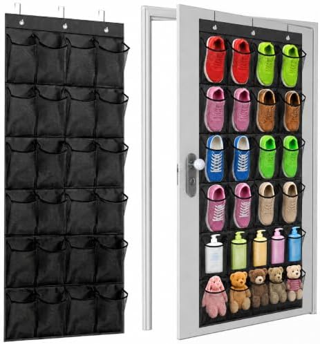 Over The Door Shoe Organizer with 24 Large Breathable Mesh Pockets by Bofoho
