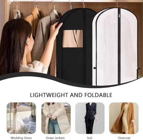 71-Inch Waterproof Garment Bags for Gowns, 2 Pack, Black and White - Image 6