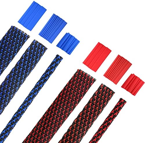 Xuniea 96ft Wire Loom Braided Cable 1/2, 1/4, 3/8 Inch,Red,Blue and Black by Xuniea