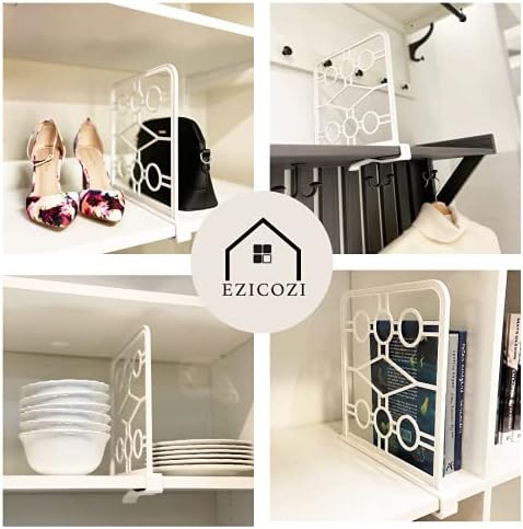 Shelf Dividers for Closet, Set of 6 White, Tool-Free Easy-Clip - Image 5