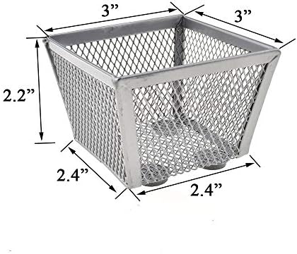 HAHIYO Stackable Paper Clip Mesh Holder cup 2.2" Height 2 Pack Silver Sturdy PaperClip Holder Container for Desk Drawer Organizer Collection for Home Office School Soft Foam Feet No Sharp Edges - Image 3
