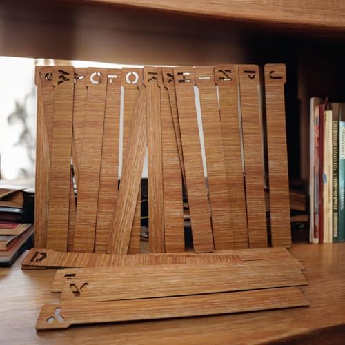 26pcs A-Z Wooden Vinyl Record Dividers, Alphabetical Organizer for Vinyl Records CDs DVDs Books, Durable Letter Separators with Rounded Edges Shelf Storage System for Media Collections by Unknown