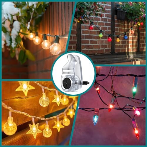 Hooks for Outdoor String Lights Clips, Christmas Light Clips Weatherproof, Lights Hanger Hooks for Hanging Christmas Light, Fairy Light, Cable, Holiday Decor - Clear, 50 Pack - Image 3