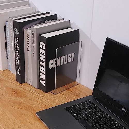 Clear Bookends for Heavy Books,8pcs Acrylic Book Shelf Organizer for Desk,Plastic Heavy Duty Book Holders Standand Invisible Bookshelf Dividers Decorative,Suitable for Office Home Weighted Bookends - Image 5