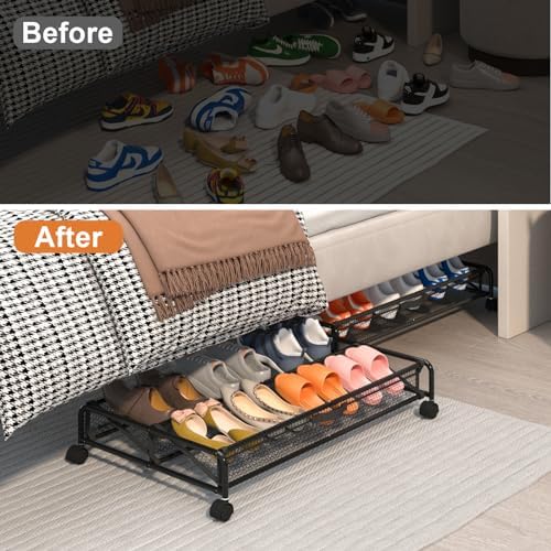 Under Bed Shoes Storage, 2 Pack Rolling Under-bed Storage Containers - Image 5