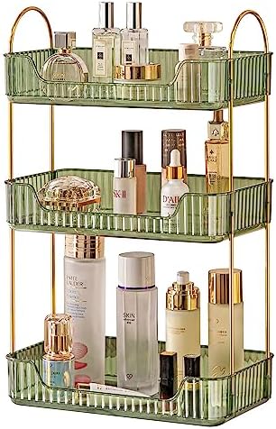 Akinbas 3 Tier Bathroom Organizer Countertop Makeup Perfume Tray Skincare Organizer for Bathroom Dresser Vanity (Green) by AKINBAS