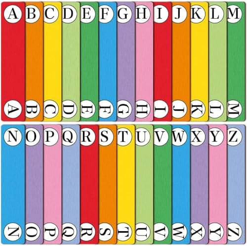 26 Pcs Colorful Alphabet Book Dividers A-Z Wooden Organizer by Surfinton