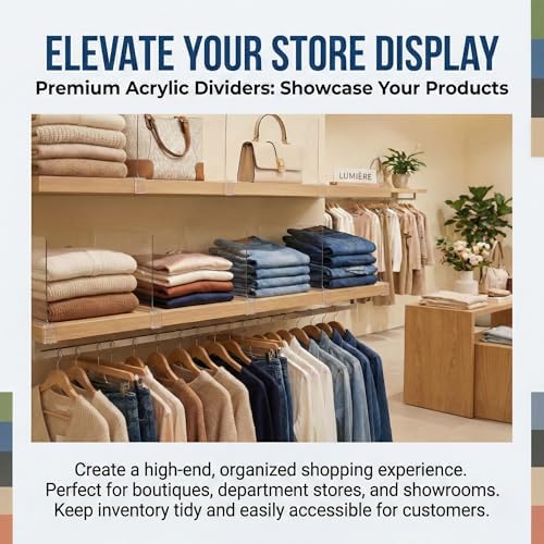Acrylic Shelf Dividers, 8 Pack Clear Closet Shelf Organizer, Slide-On Vertical Dividers for Sweaters, Shirts, Towels & Handbags, Fits 3/4 in Shelves, 11 x 8 in - Image 7