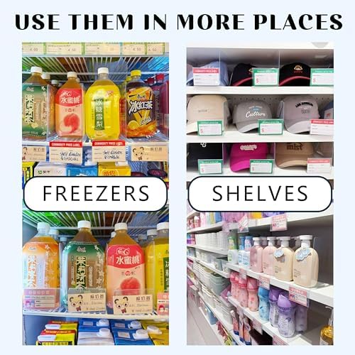 20 Pcs 2012 Shelf Dividers Plastic Wire Shelf Label Holder, Reusable Shelf Tags for Pantry Retail Store, Supermarket UPC Price Card & Ticket Display, Tight Snap Lock Closure,Supermarket price tags - Image 5
