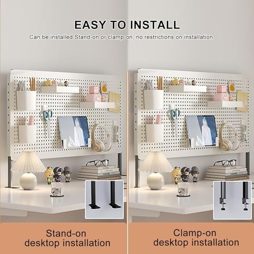 Clamp Desk nizer, 40cm White Floating Privacy Panel, Office Partition Kit, Pegboard Combination, Desktop nizer for Enhanced Workspace Efficiency - Image 6