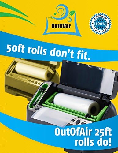 8" x 25' Rolls (Fits Inside Machine) - BULK 8 Pack (200 ft total) OutOfAir Vacuum Sealer Rolls Works With FoodSaver & Other Machines, 33% Thicker BPA Free Sous Vide Commercial Grade Bags - Image 2