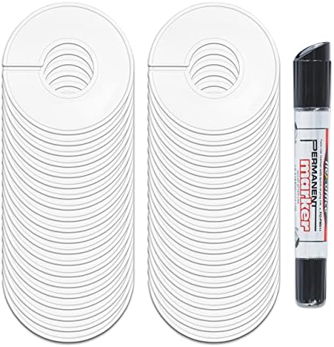 AMT 40 Pack Closet Dividers, Clothing Dividers, Round Clothes Size Dividers for Closets with Double Ended Marker Pen (Blank) (40 Pack- White) - Image 3