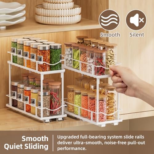 Bunoxea Pull Out Spice Rack 2 Pack,Slide Out Cabinet Spice Rack,White - Image 2
